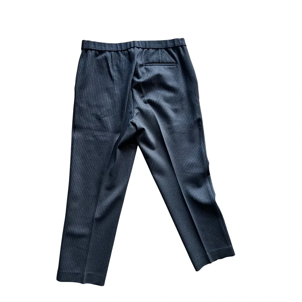 Theory Stretchy‎ Pinstripe Navy Blue Career Work Cropped Pants Women's Size 10